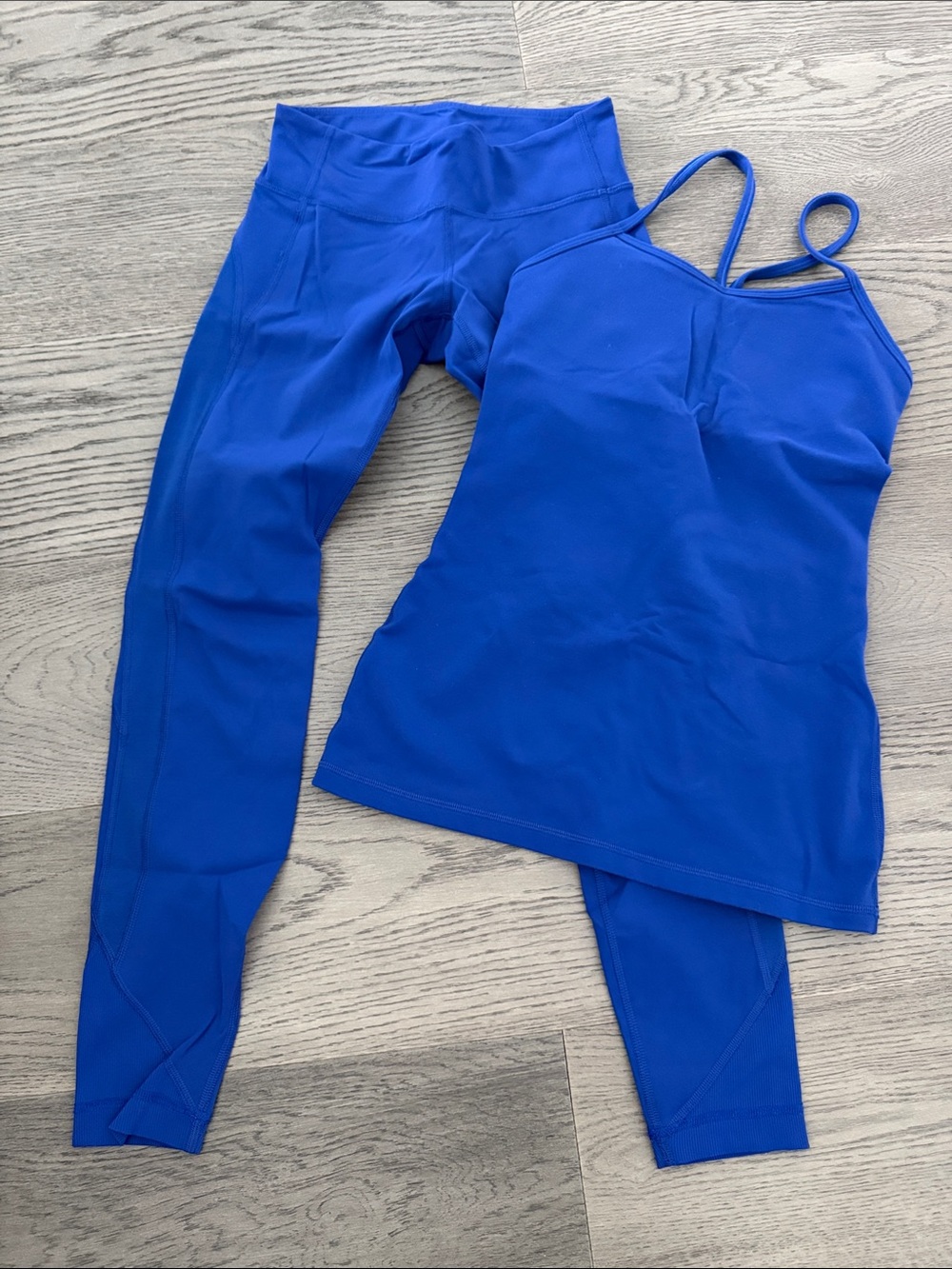 lululemon athletica Electric Blue Leggings and Tank Set